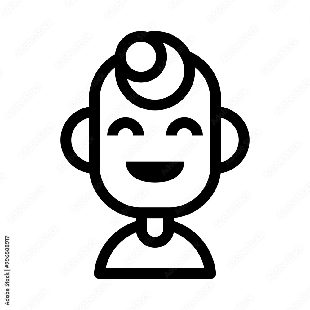 Twisted Hair Boy Laugh Avatar Icon. Simple People Vector Illustration. Twisted Hair Boy Laugh Avatar Icon. Simple People Vector Illustration.