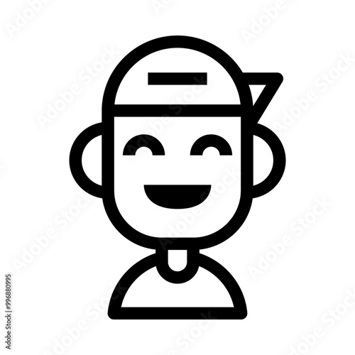 Boy Snapback Happy Avatar Icon. Simple People Vector Illustration.