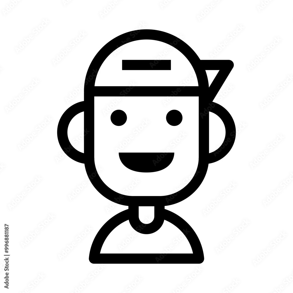 Boy Snapback Avatar Icon. Simple People Vector Illustration. Boy Snapback Avatar Icon. Simple People Vector Illustration.