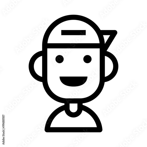 Boy Snapback Avatar Icon. Simple People Vector Illustration.
