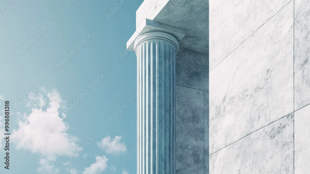 A tapered architectural pillar with a clear, empty sky or wall for copy space. A tapered architectural pillar with a clear, empty sky or wall for copy space.