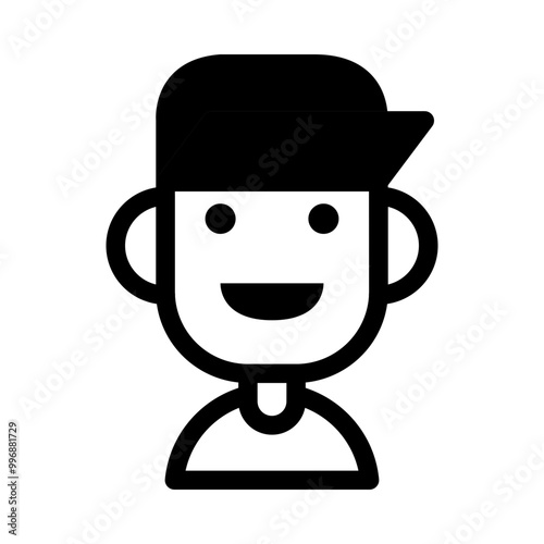 Simple Man Icon Illustration With Haircut