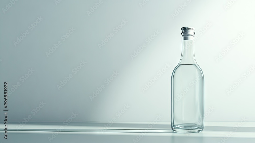 A tapered glass bottle on a plain surface, with ample copy space around it. A tapered glass bottle on a plain surface, with ample copy space around it.