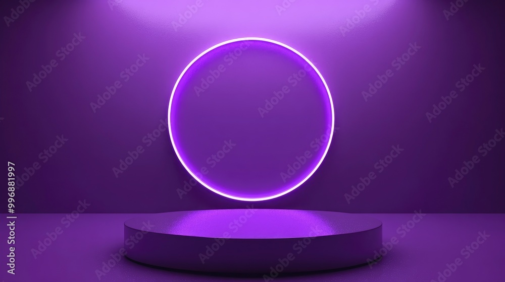 Futuristic background with podium for product demonstration in Purple Pantone color of 2025 Futuristic background with podium for product demonstration in Purple Pantone color of 2025