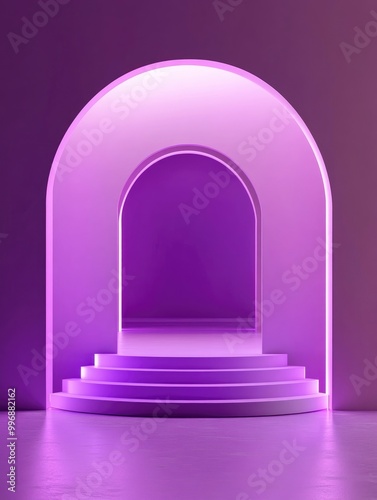 Futuristic background with podium for product demonstration in Purple Pantone color of 2025