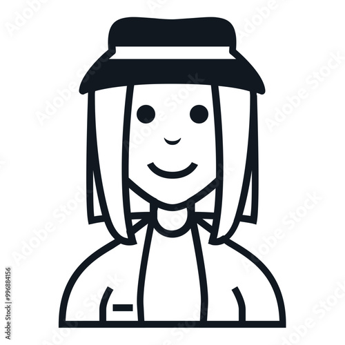 Gipsy Woman Avatar Icon. People Character Smile Vector Illustration.