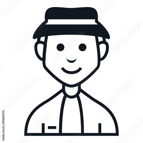 Gipsy Man Avatar Icon. People Character Smile Vector Illustration.