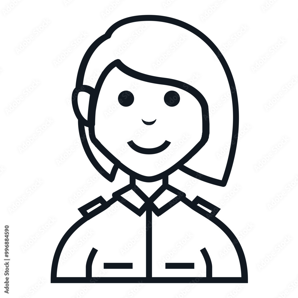Woman Army Avatar Style Icon. Simple Character Smile Vector Illustration. Woman Army Avatar Style Icon. Simple Character Smile Vector Illustration.