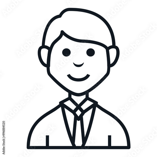 Male Reporter Avatar Style Icon. Simple Character Smile Vector Illustration.