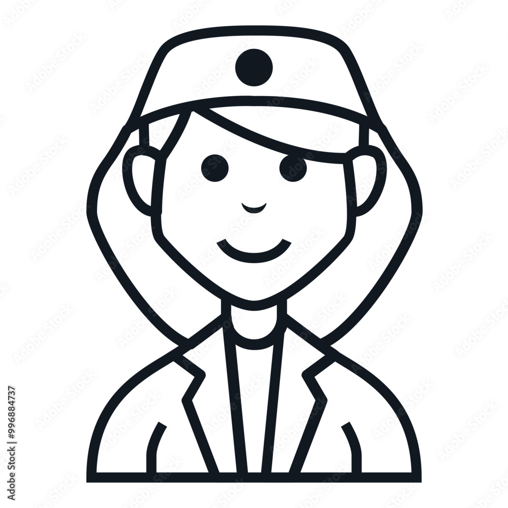 Obraz premium Firefighter Woman Avatar Style Icon. Simple Character Smile Vector Illustration.