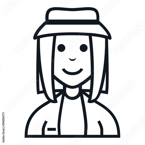 Woman Gipsy Avatar Style Icon. Simple Character Smile Vector Illustration.