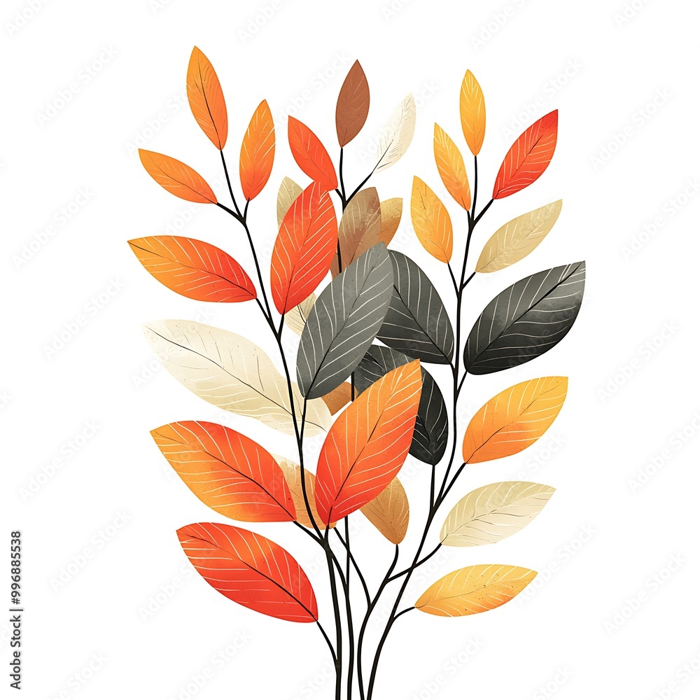 Obraz premium Autumn leaves in watercolor capture the essence of fall, rich with warm hues and delicate details.