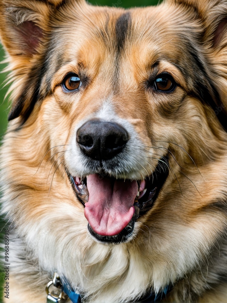 A close-up of a happy dog with a friendly expression, showcasing its fur and bright eyes. A close-up of a happy dog with a friendly expression, showcasing its fur and bright eyes.
