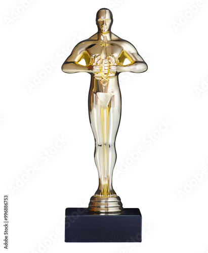 Golden man award statuette isolation