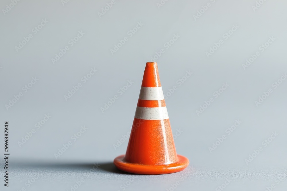 A Single Orange Traffic Cone with White Stripes A Single Orange Traffic Cone with White Stripes