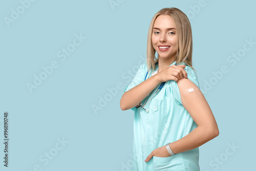 Female doctor with medical ...