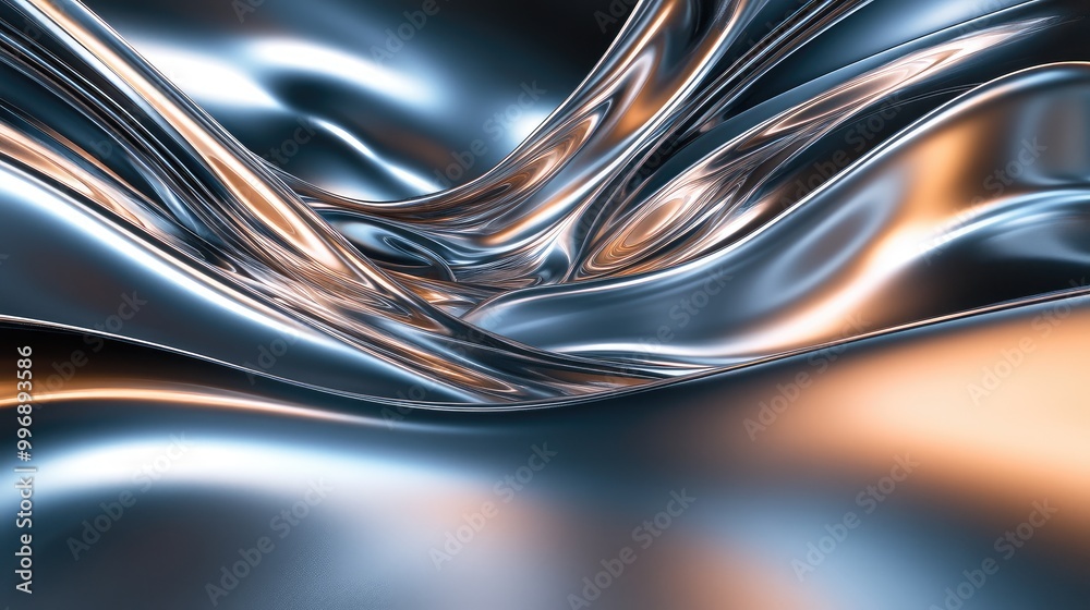 Smooth metallic curves illuminated by soft light forming a futuristic abstract landscape, like molten metal. No people, no logo. Smooth metallic curves illuminated by soft light forming a futuristic abstract landscape, like molten metal. No people, no logo.