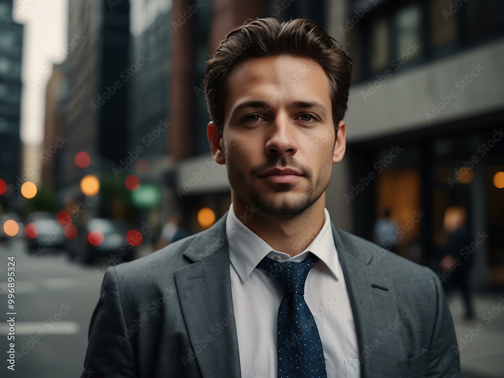 Confident businessman in an urban setting. Confident businessman in an urban setting.
