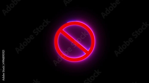 Warning, stop or no entry forbidden red circle and line symbol icon. ban sign animation . Cross stop icon. photo