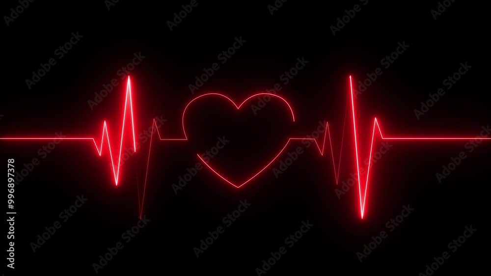 neon heart bit signal animated with love shape. Heartbeat monitor, with heart shape, seamless loop. neon heart bit signal animated with love shape. Heartbeat monitor, with heart shape, seamless loop.
