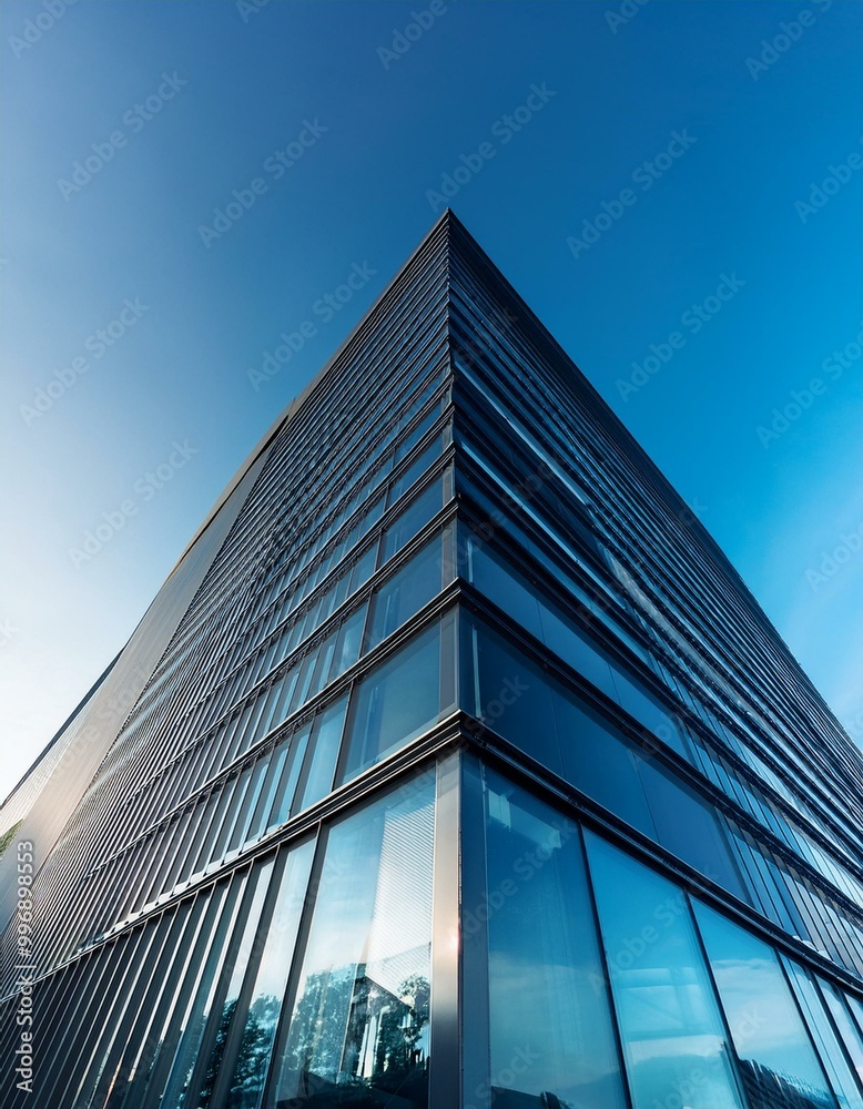Futuristic Reflections, Mirrored Glass Facade on Modern Building Futuristic Reflections, Mirrored Glass Facade on Modern Building