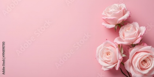 Pink roses on pink background with copy space

