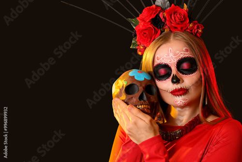 Young woman with painted sk...