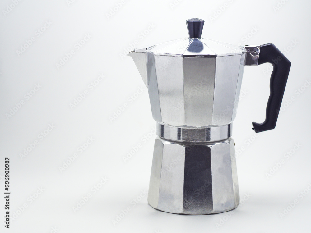 Silver moka pot isolated on white background,espresso maker. Silver moka pot isolated on white background,espresso maker.