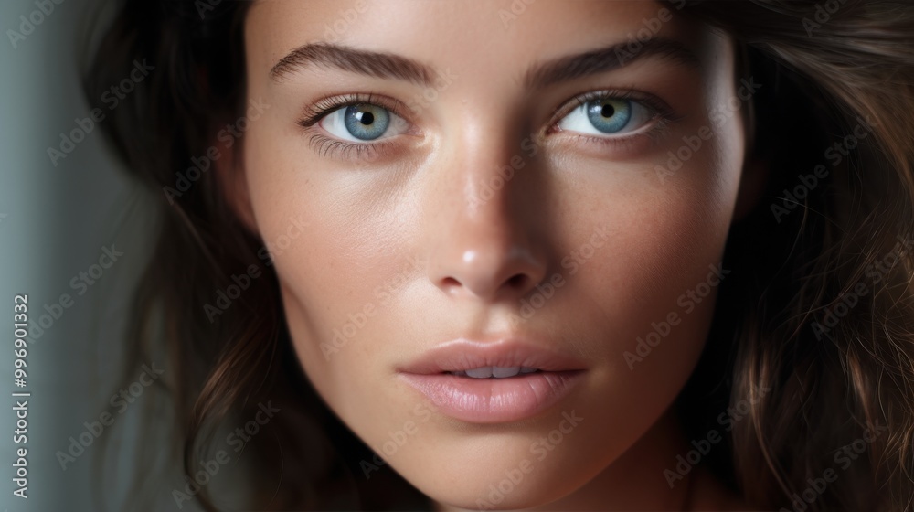 The intense, clear blue eyes of a young woman stand out in a close-up portrait, highlighting her natural beauty and expressive gaze. The intense, clear blue eyes of a young woman stand out in a close-up portrait, highlighting her natural beauty and expressive gaze.