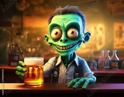 Green Zombie Halloween Char...