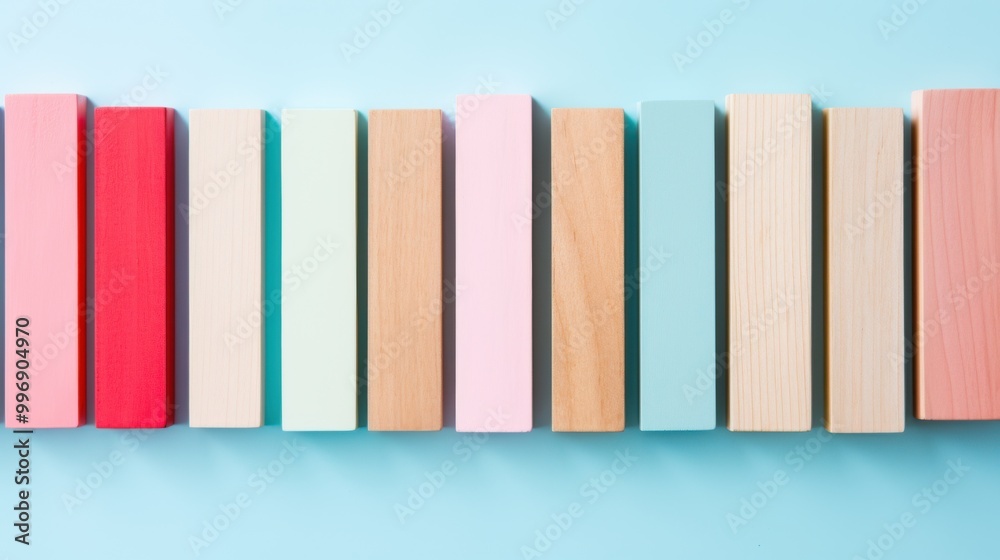 Naklejka premium A serene cruise deck with sun loungers neatly arranged under a bright blue sky, offering a peaceful and inviting view of the ocean and horizon.