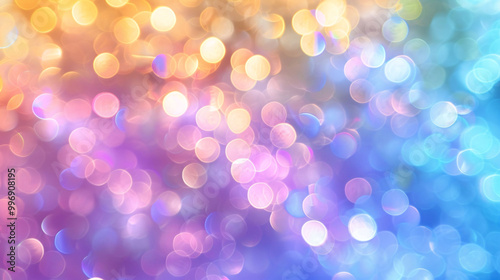 Vibrant Rainbow Bokeh Abstract Background with Circular Glow