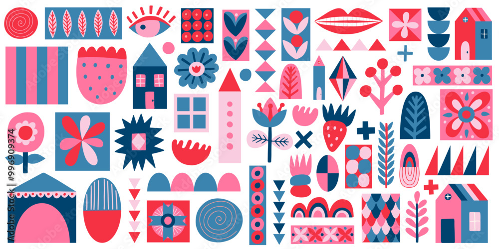 Fototapeta premium Set of abstract elements flat vector illustration