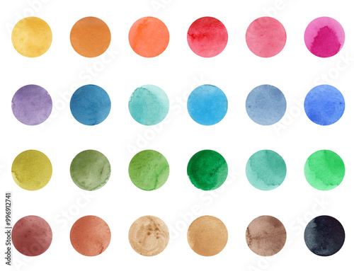 Rond étiquette coloré aquarelle multicolore	