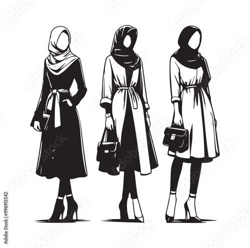 hijab style silhouette illustration vector