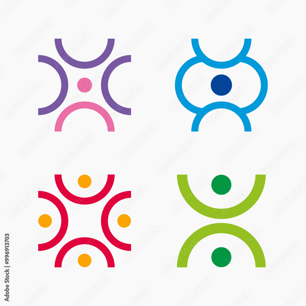 Logo Set People Group Conection Community Circle Logo Set People Group Conection Community Circle