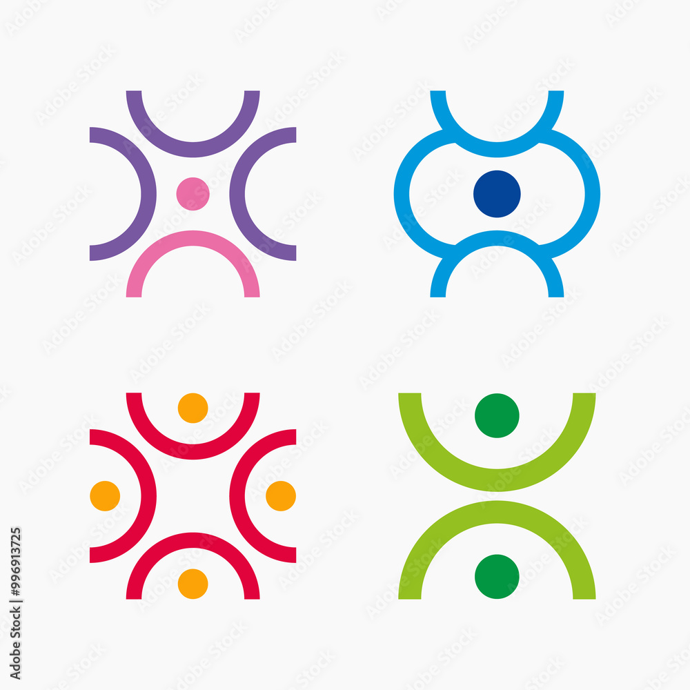 Logo Set People Group Conection Community Circle Logo Set People Group Conection Community Circle