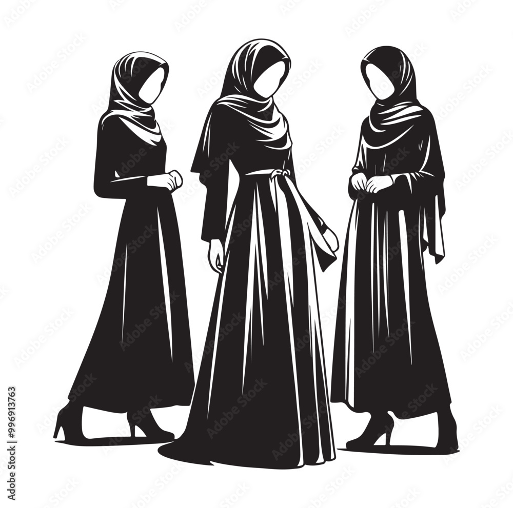 hijab style silhouette illustration vector hijab style silhouette illustration vector