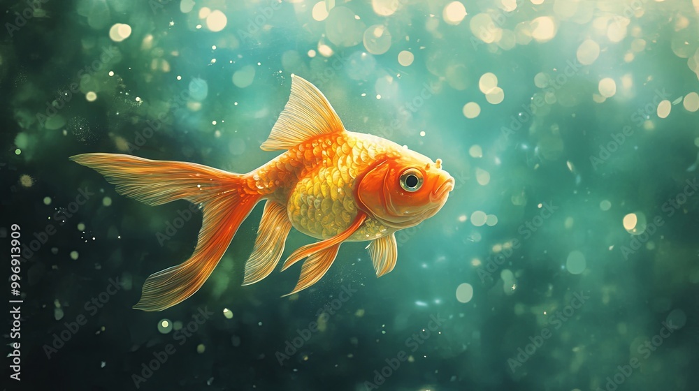 	
Beautiful bright goldfish underwater	
