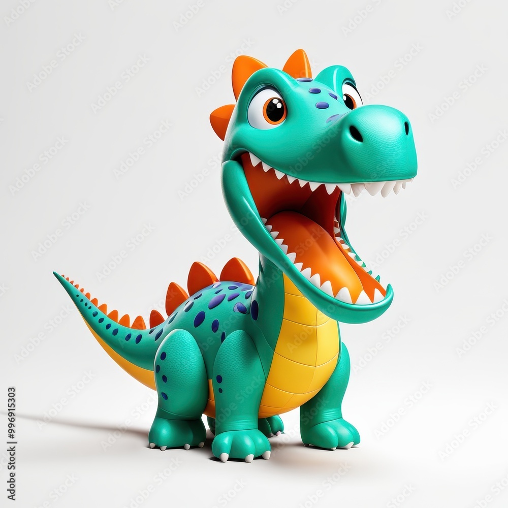 A colorful cartoon dinosaur toy with a big smile and vibrant features. A colorful cartoon dinosaur toy with a big smile and vibrant features.