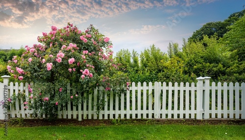 Summer Splendor: Nature's Beauty Behind a Charming Garden Fence