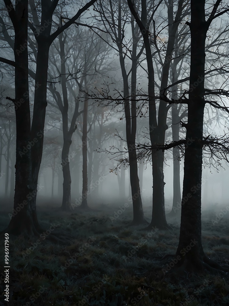 Fantasy foggy landscape with shadowy trees. Fantasy foggy landscape with shadowy trees.
