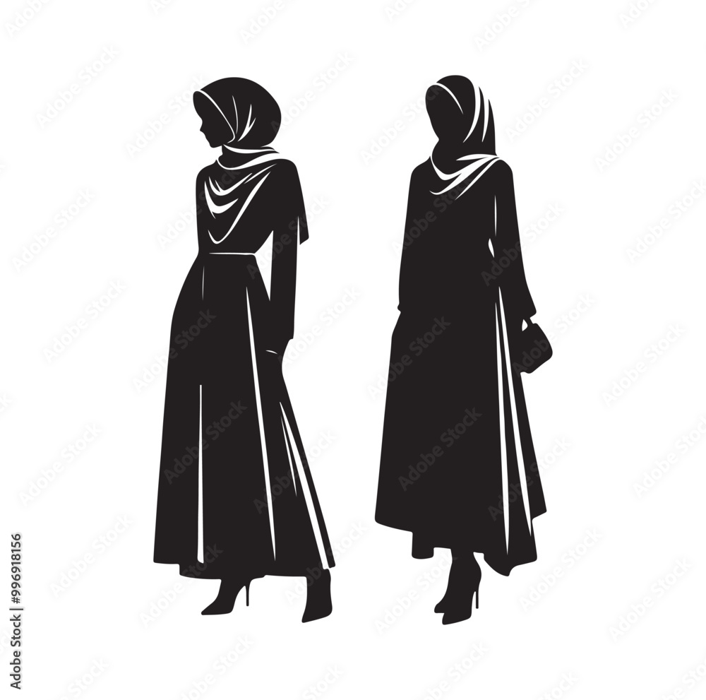 hijab style silhouette illustration vector hijab style silhouette illustration vector