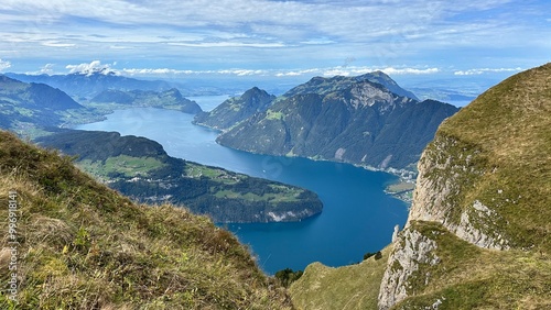 Amazing view of Central Switzerland with Lake Lucerne and the Rigi from Fronalpstock (Stoos) photo