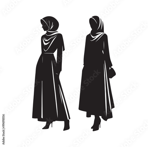 hijab style silhouette illustration vector