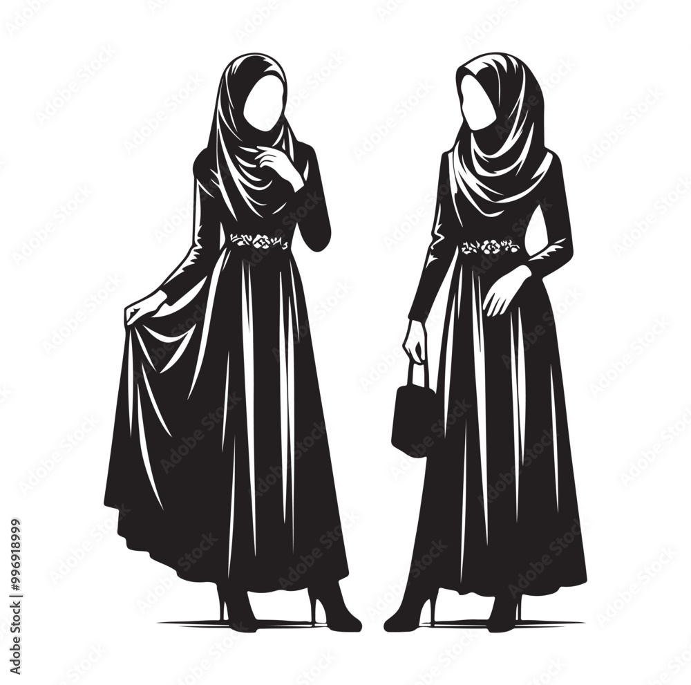 hijab style silhouette illustration vector hijab style silhouette illustration vector