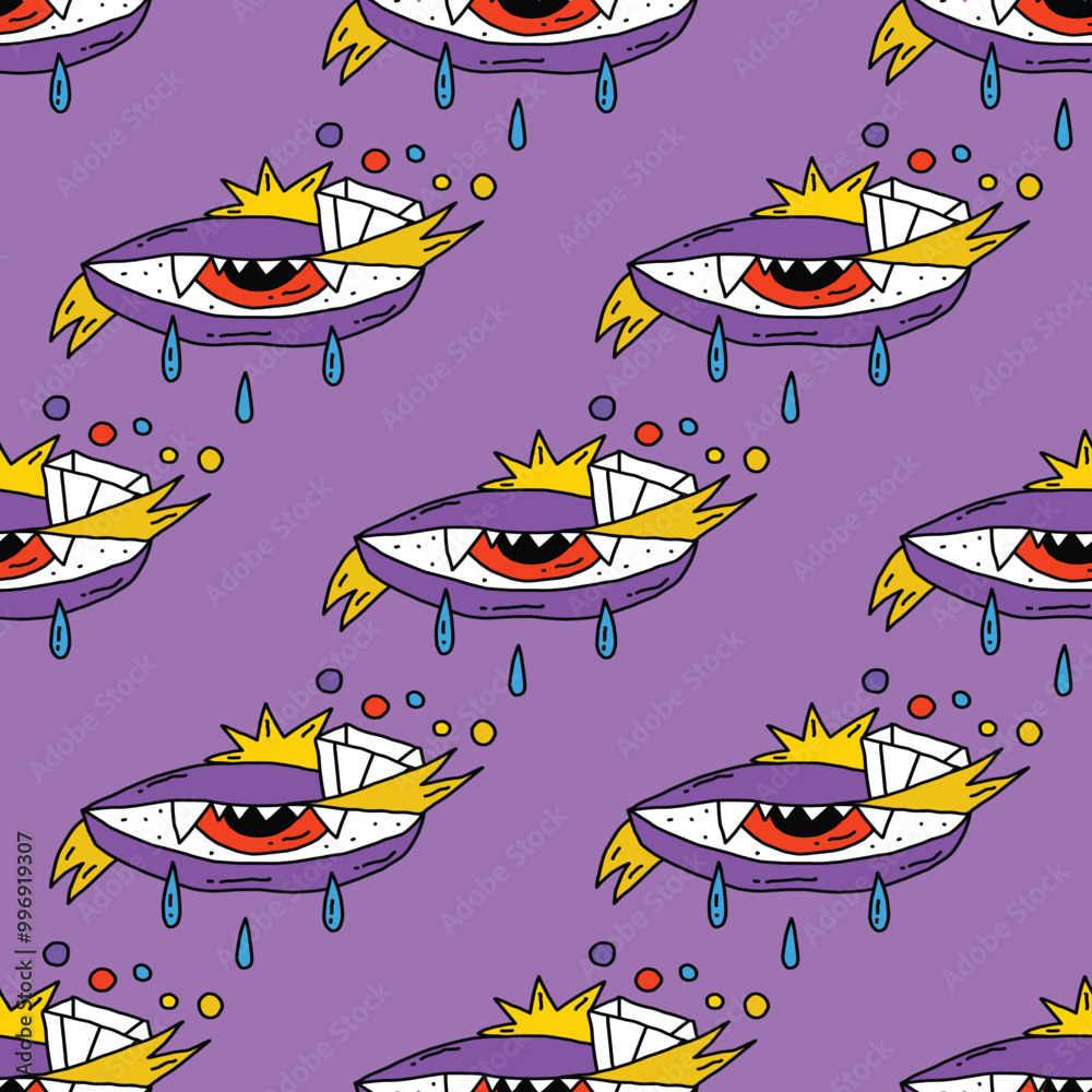square seamless pattern -sinister eyes for Halloween.Devil eyes in 1970s psychedelic style.Groovy and funky print ornament.A look from a horror movie. Mystical esoteric eye.Witches,astrology and tarot square seamless pattern -sinister eyes for Halloween.Devil eyes in 1970s psychedelic style.Groovy and funky print ornament.A look from a horror movie. Mystical esoteric eye.Witches,astrology and tarot