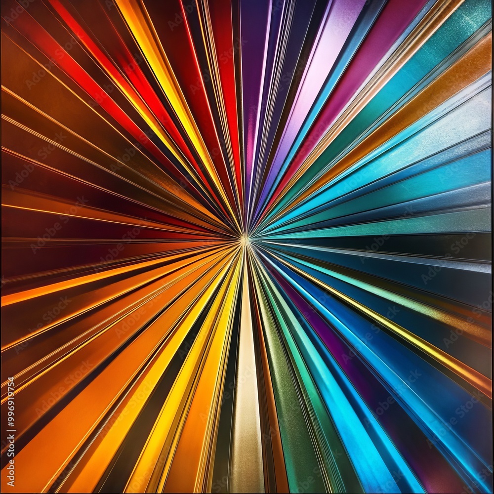 Colored rays of radiation on a silver background Colored rays of radiation on a silver background