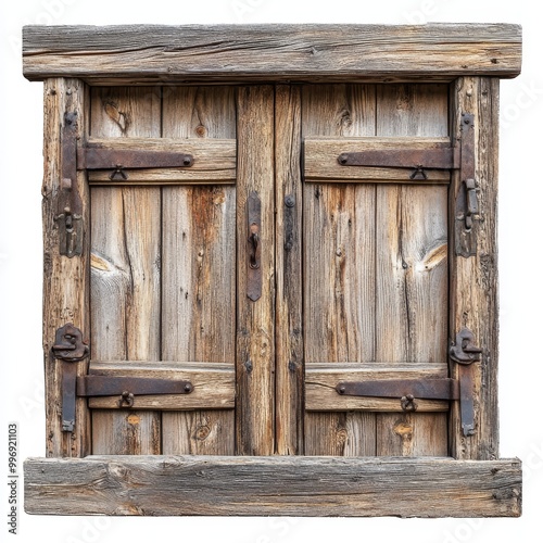 A rustic wooden window frame with an antique finish that would look great in any interior decor or architectural project. Element with a transparent background.