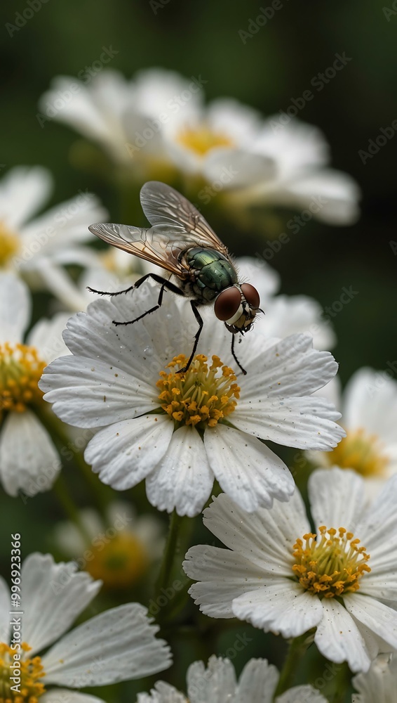 Fly on white flowers. Fly on white flowers.